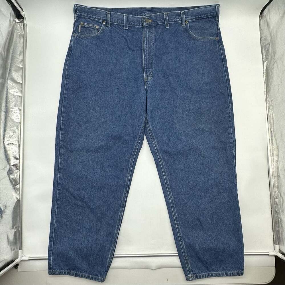 Carhartt Relaxed Fit Straight Leg Men's Size 48x30 Medium Wash Blue Denim Jeans